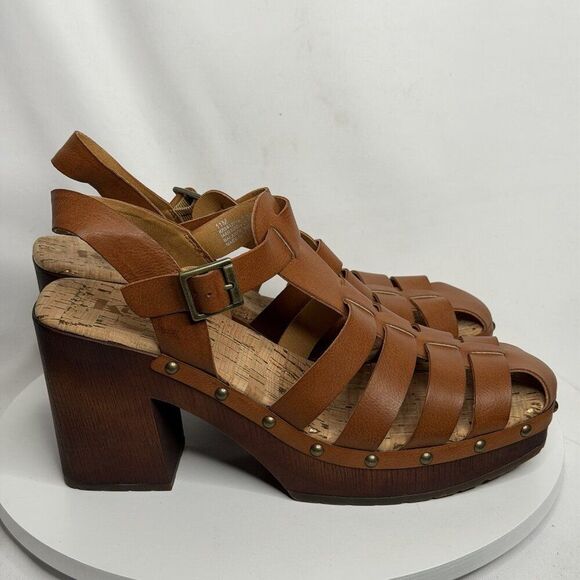 KORKS By KorkEase Whitney Studded Brown Platform Sandal Size 11 M Block Heel - Picture 2 of 8